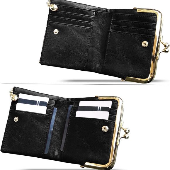 Womens RFID Leather Wallet Compact Bifold Coin Purse Card Holder Gift - Picture 2 of 7